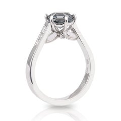 18ct White Gold 1.69ct Hex Grey Spinel and Diamond Shoulders Engagement Ring