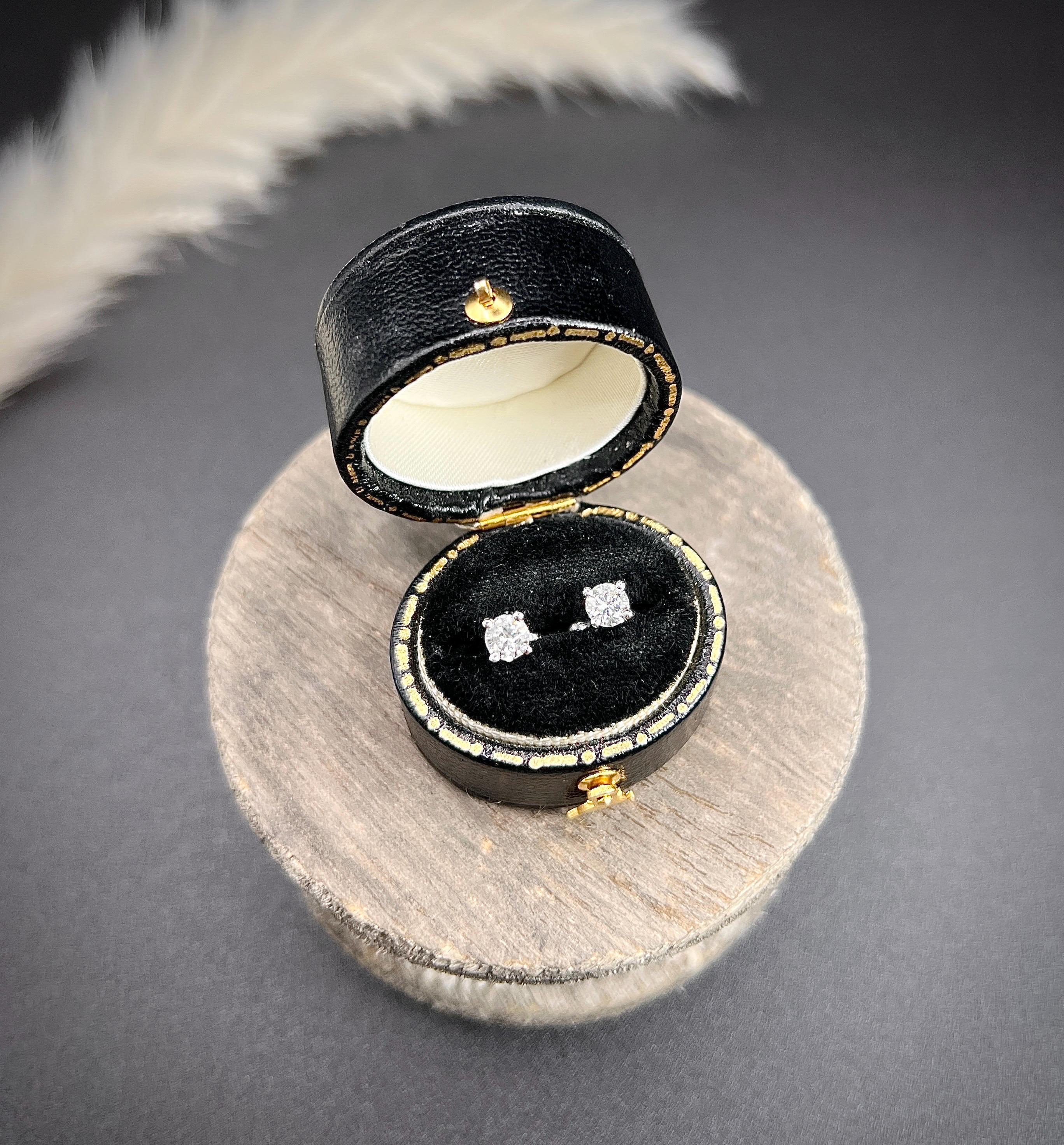 18ct White Gold 1930s 0.42 carat Total Diamonds in New Stud Earrings Mounts For Sale 3