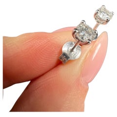 18ct White Gold 1930s 0.42 carat Total Diamonds in New Stud Earrings Mounts