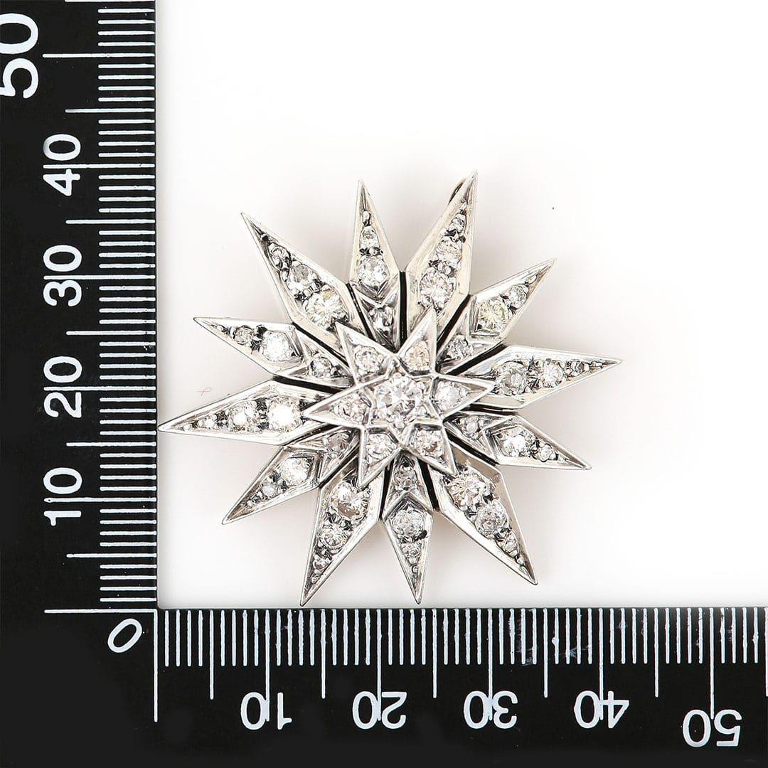 18ct White Gold 2.30ct Brilliant Cut Diamond Star Brooch and Pendant Circa 1950 8