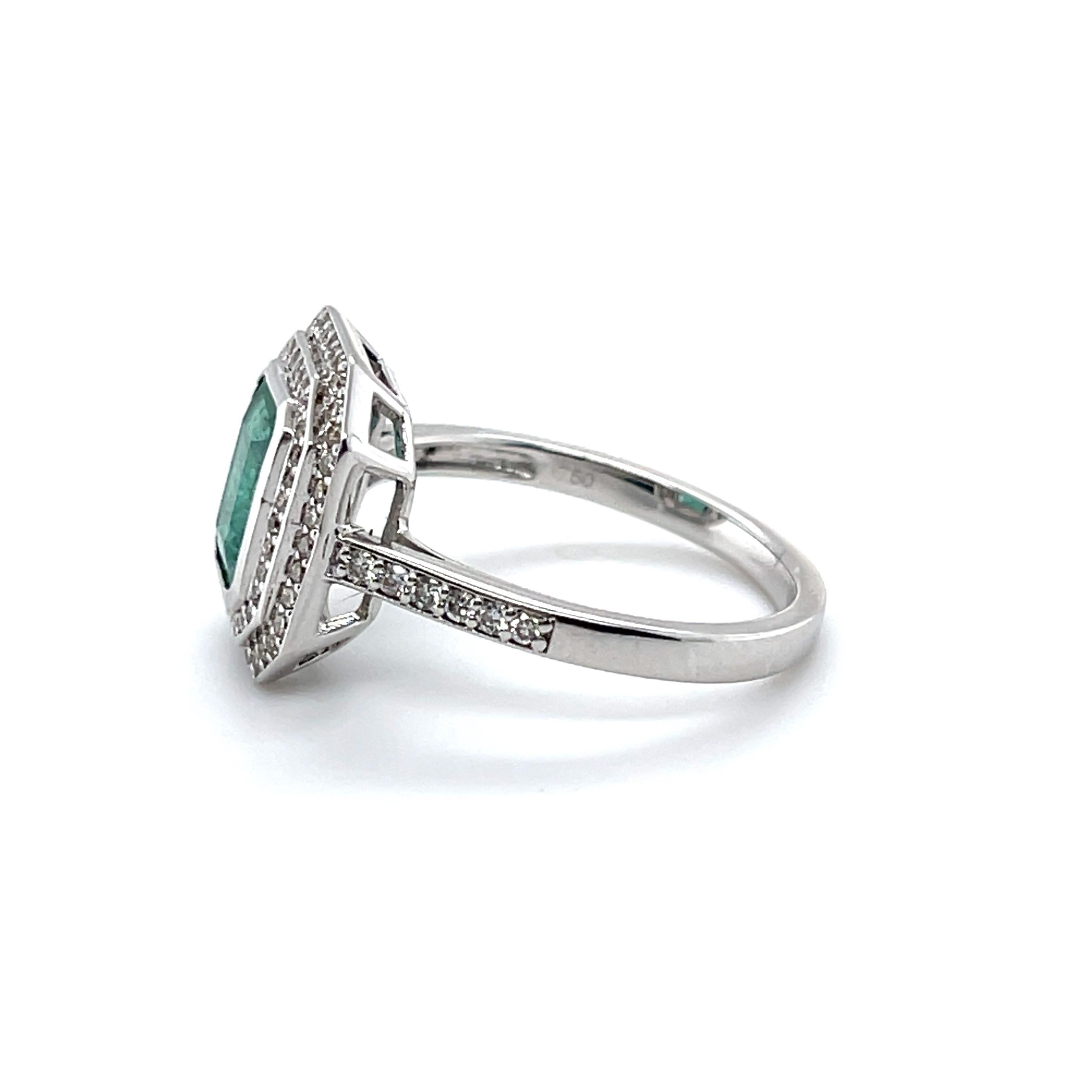 For Sale:  18ct White Gold 2.30ct Emerald and Diamond Ring 2