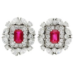 18ct White Gold 3.00ct Diamond & 1.60ct Ruby Earrings