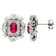 18ct White Gold 3.00ct Diamond & 1.60ct Ruby Earrings