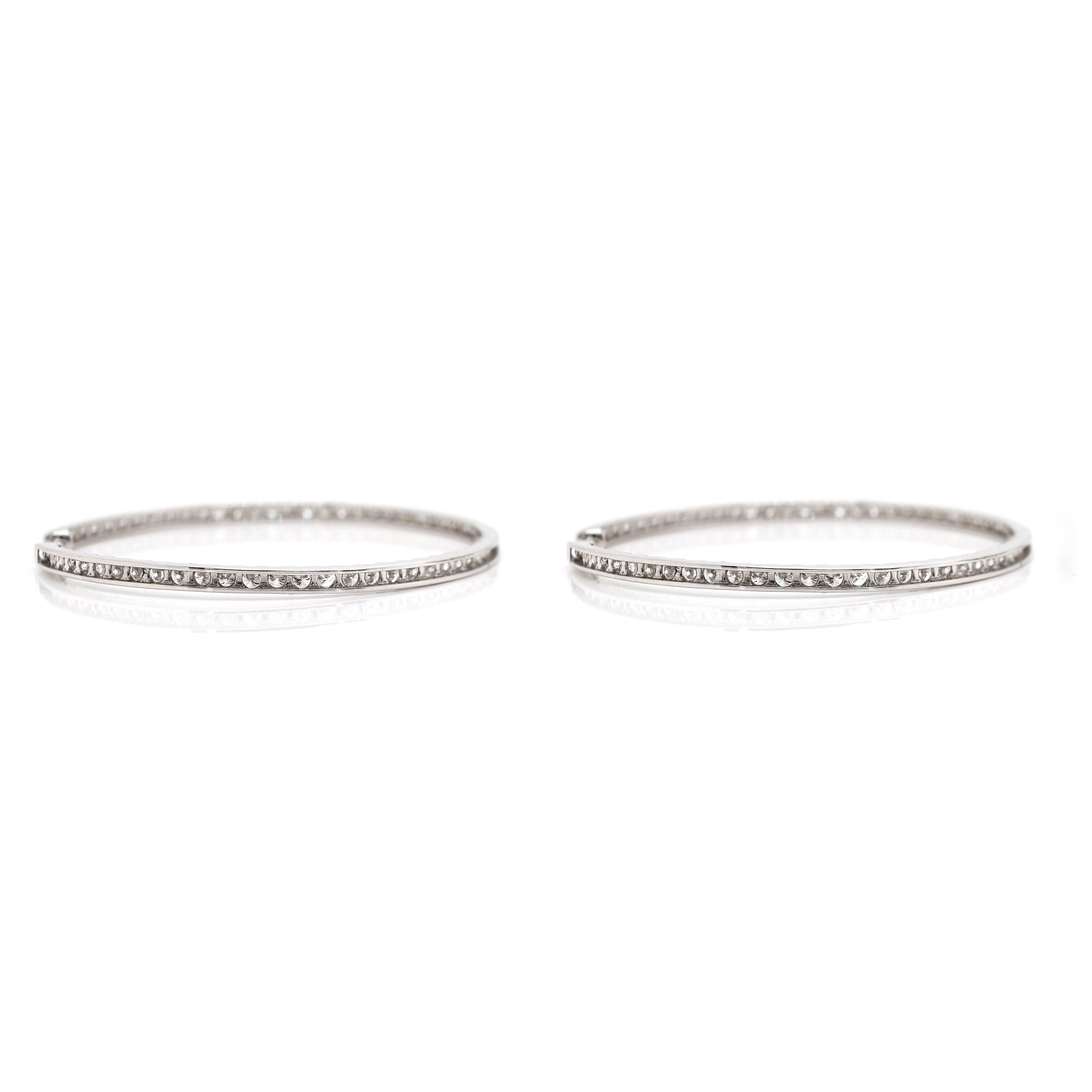 18CT White Gold 3.00CT Diamond Hoop Earrings For Sale 2