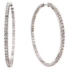 18CT White Gold 3.00CT Diamond Hoop Earrings