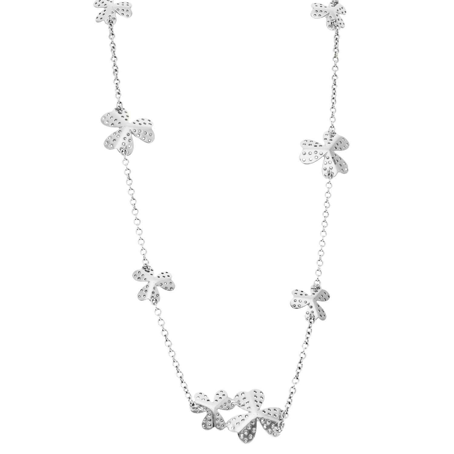 Brilliant Cut 18ct White Gold 3.90ct Diamond floral Necklace For Sale