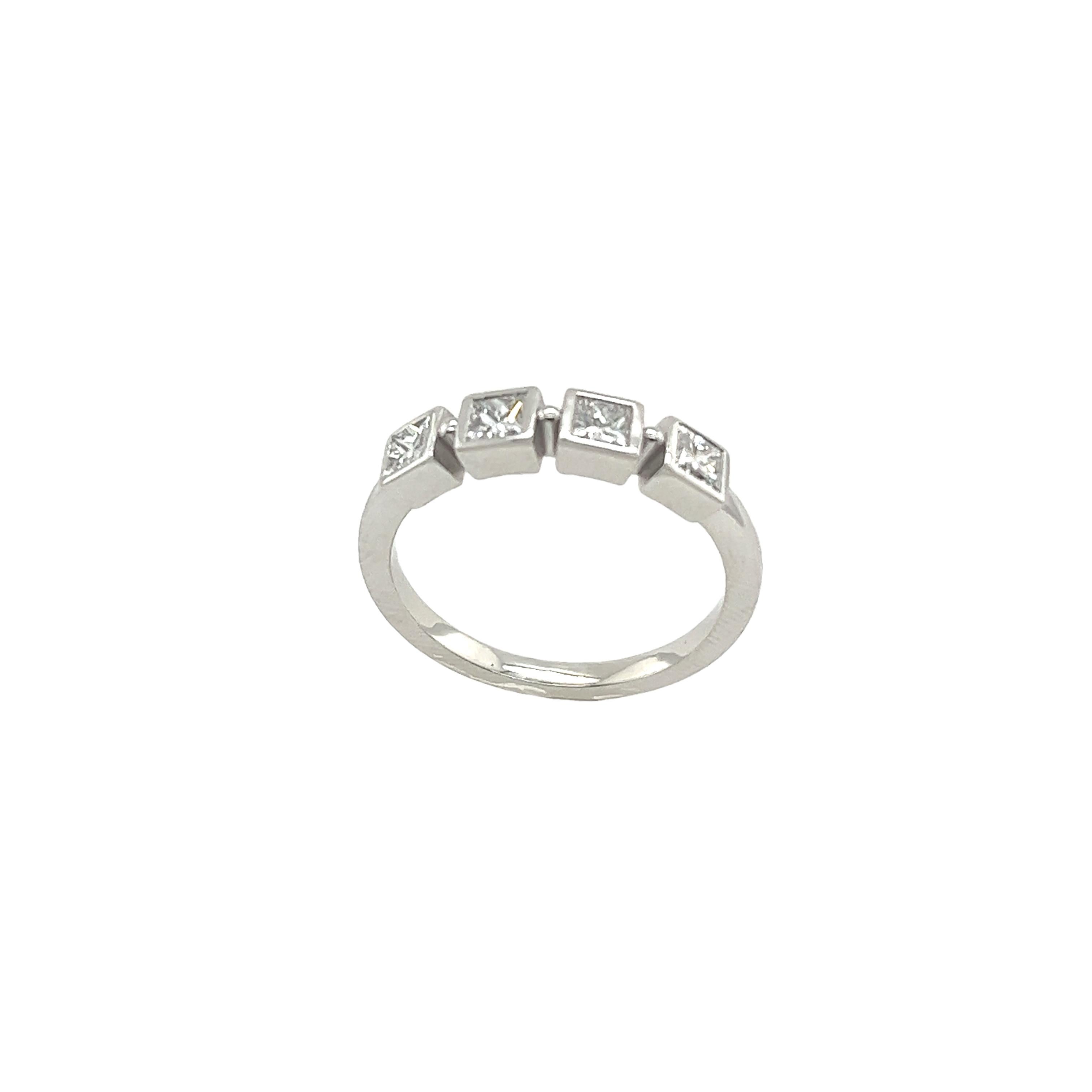 18ct White Gold 4 Stone Diamond Ring Set With 0.52ct Princess Cut Diamonds  jewe For Sale 2
