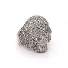 18CT White Gold 4.00CT Diamond Skull Ring