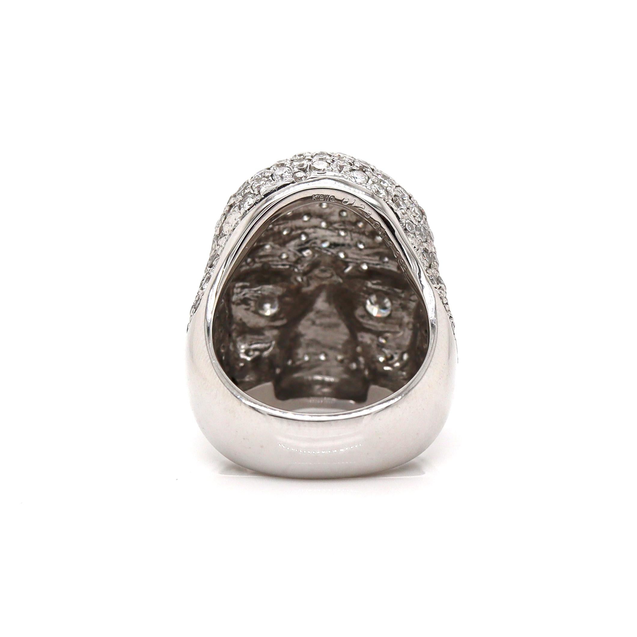 18CT White Gold 4.00CT Diamond Skull Ring In New Condition For Sale In Sydney, NSW