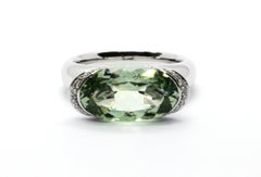 18ct White Gold 4.93ct "Eclipse" Prasiolite & Diamond Ring 2/77
