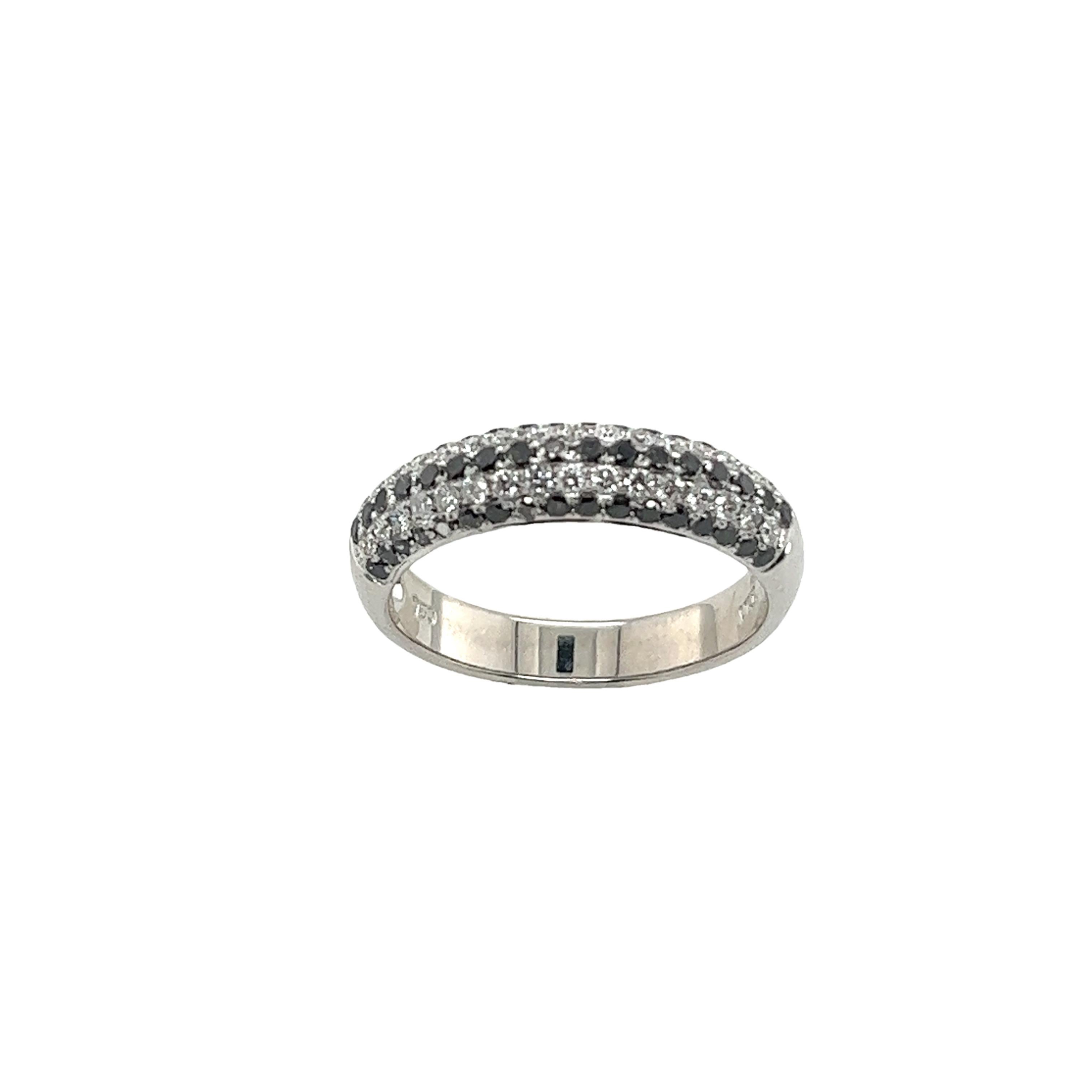da uomo o donna Anello a 5 file in oro bianco 18ct, con diamanti naturali e onice nera incastonati in vendita