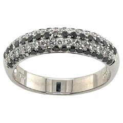 18ct White Gold 5-Row Ring, Set With Natural Diamonds & Black Onyx