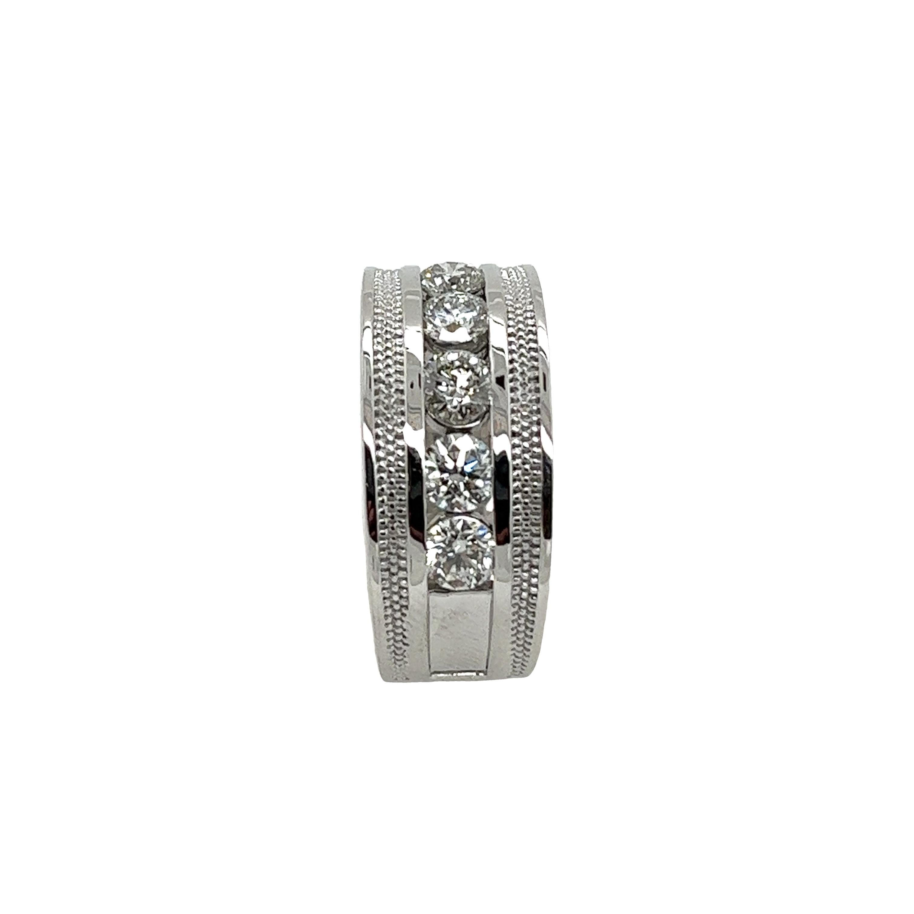 18ct White Gold 5 Stone Gia Diamond Ring, Set With 1.50ct G Colour IF clarity For Sale 2
