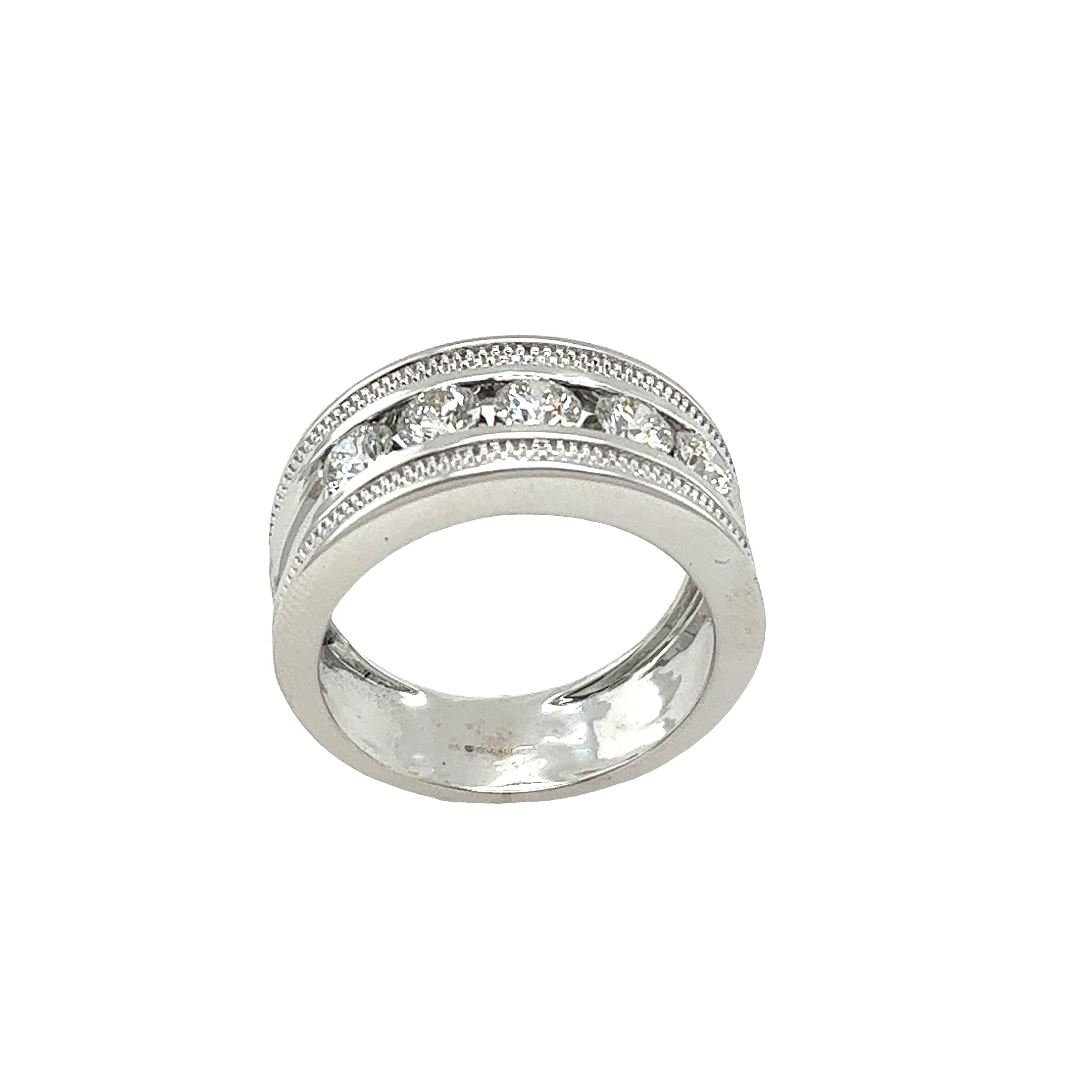 18ct White Gold 5 Stone Gia Diamond Ring, Set With 1.50ct G Colour IF clarity For Sale 4