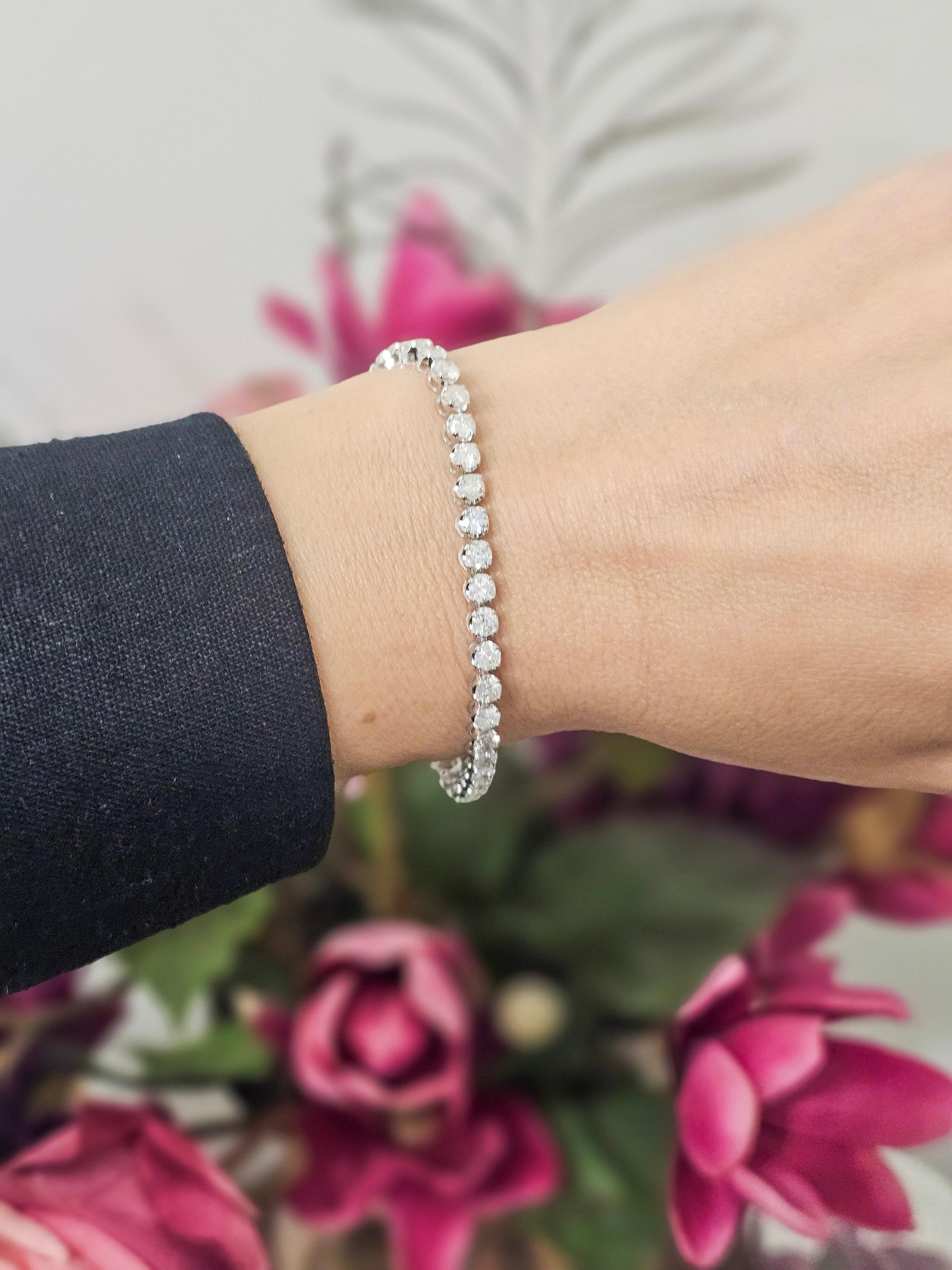 Pulsera Tenis Oro Blanco 18ct 5.00ct Diamantes en venta 2