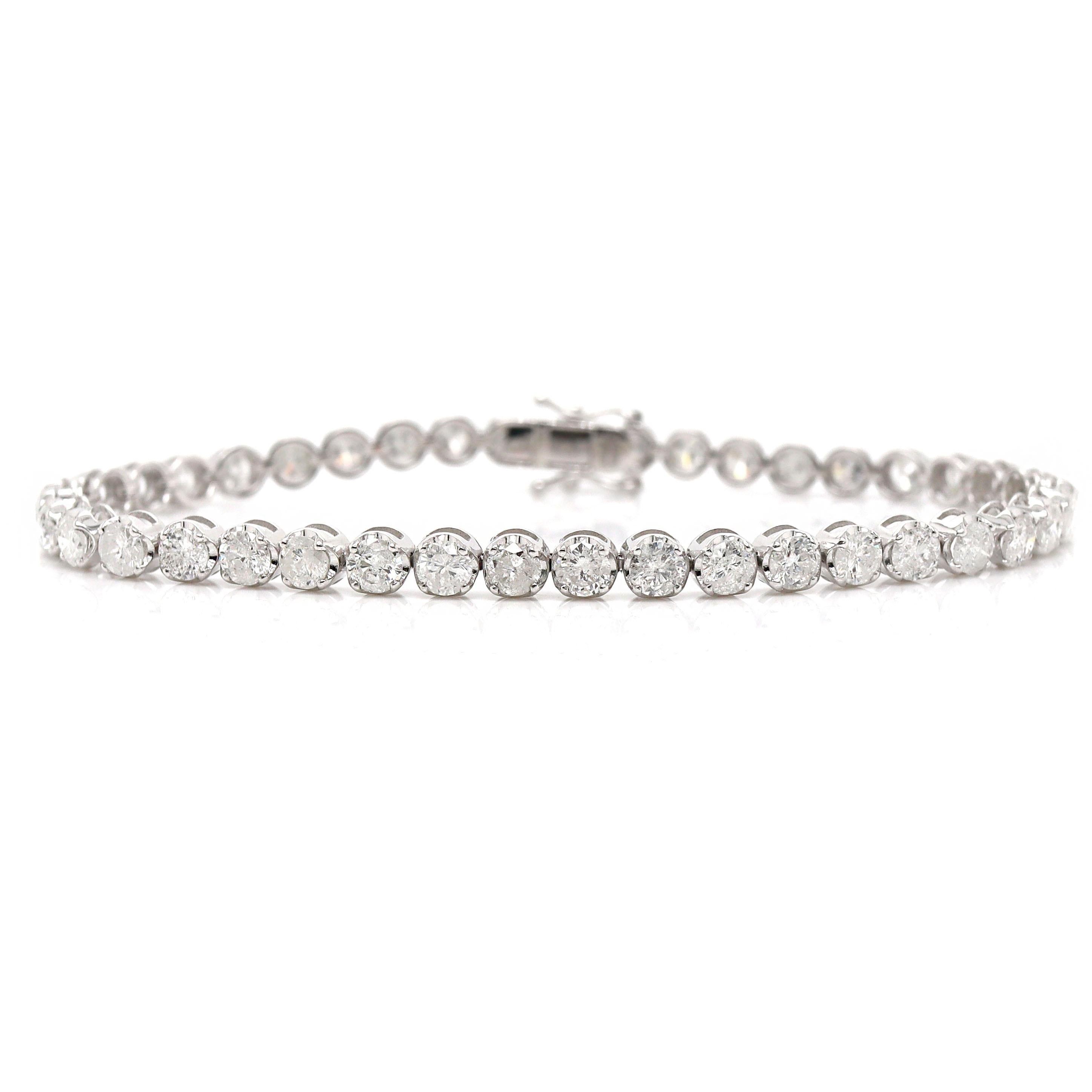 Pulsera Tenis Oro Blanco 18ct 5.00ct Diamantes en venta 3