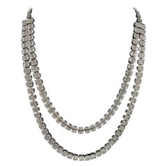 18ct White Gold All Natural Multi-Layered Diamond Necklace
