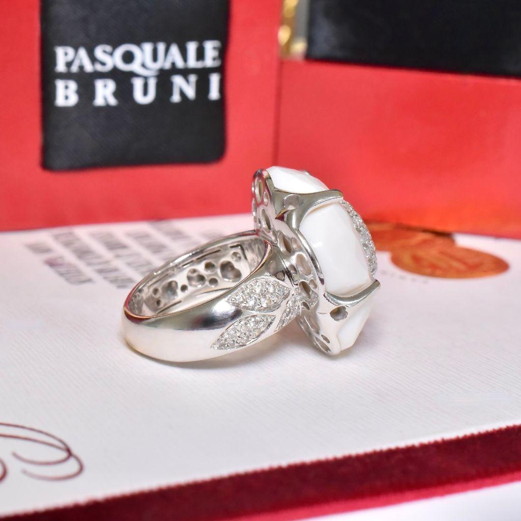 Contemporary 18ct White Gold And Diamond ’Bon Ton’ Ring By ‘Pasquale Bruni For Sale