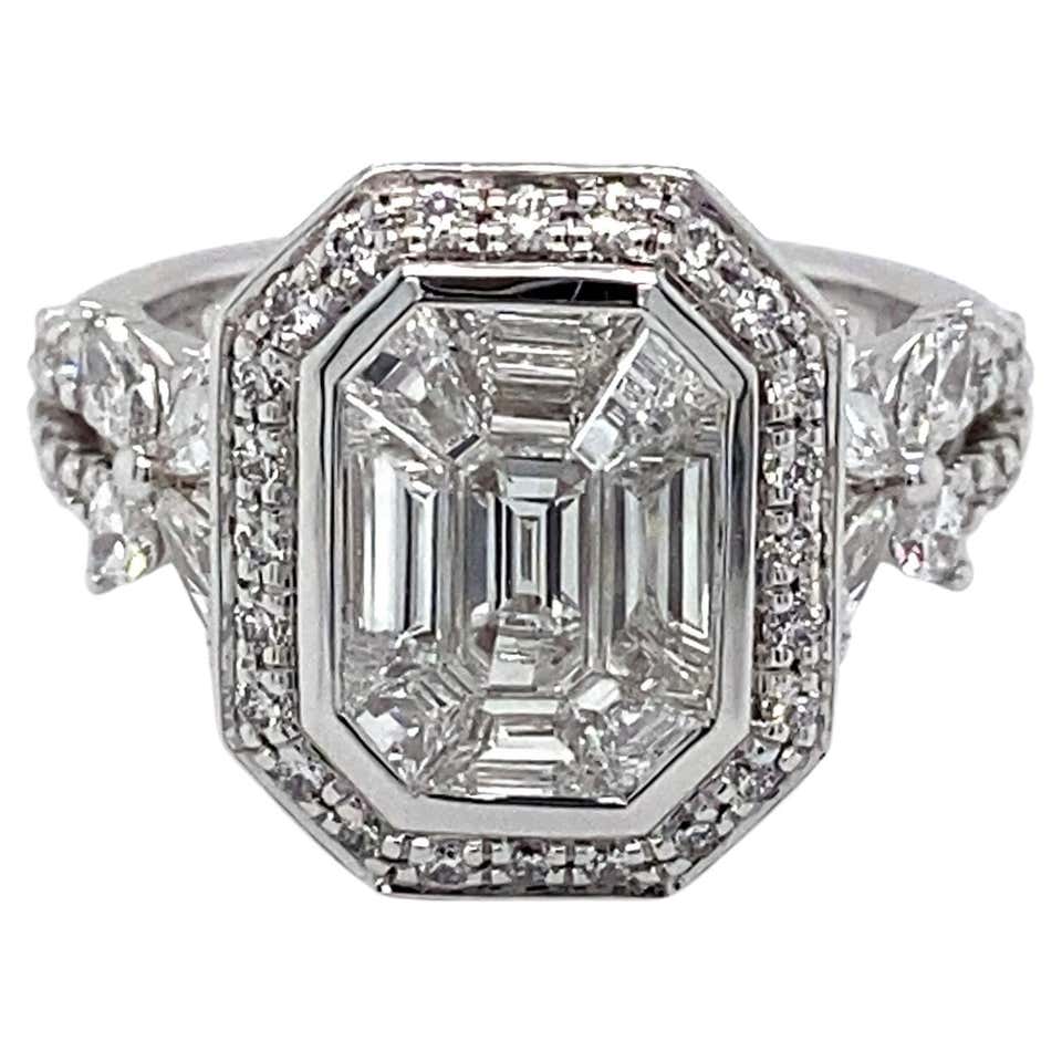18ct White Gold and Diamond Dress Ring For Sale at 1stDibs | white and ...