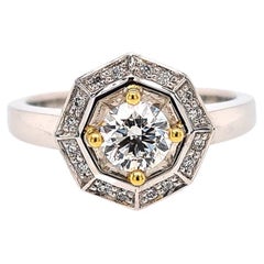 Bague de fiançailles « Sunburst » en or blanc 18 carats et diamants