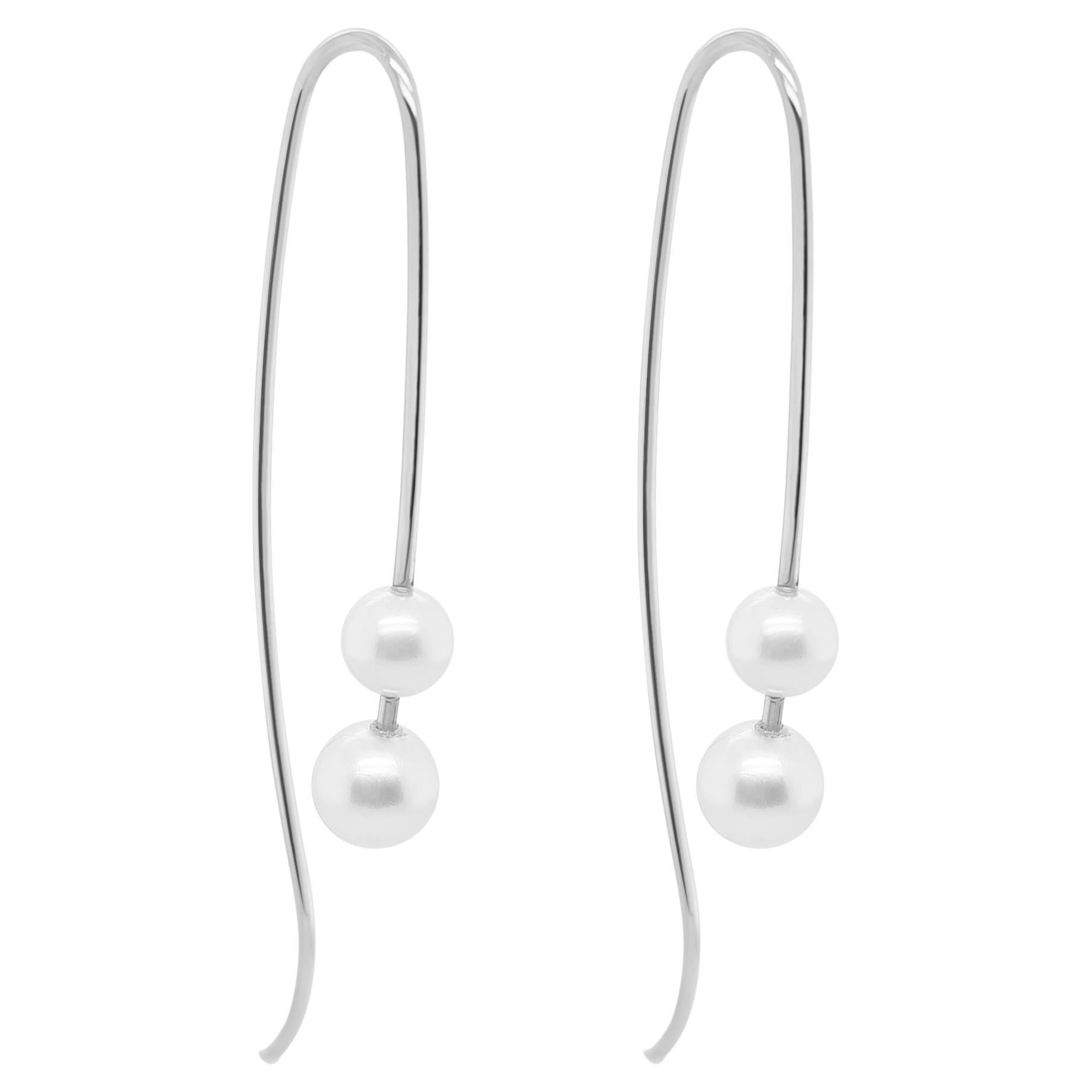 18ct White Gold and Pearl Earrings "Amelia" For Sale