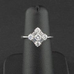 18ct White Gold Approx. 0.56ct Diamond Square Cluster Ring Size I 2.7g