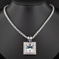 18ct White Gold Approx. 3.8ct Aquamarine & Approx. 1.72ct Diamond Necklace 35.2g