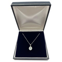 18ct White Gold Aqua & Diamond Cluster Pendant