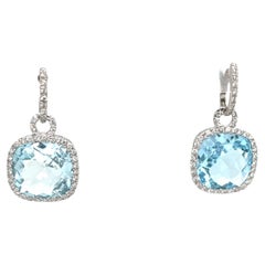Orecchini in oro bianco 18 ct con acquamarina e diamanti
