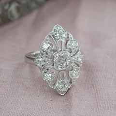 18ct White Gold Art Deco Style Diamond Cocktail Ring Size N 1.69ct TW