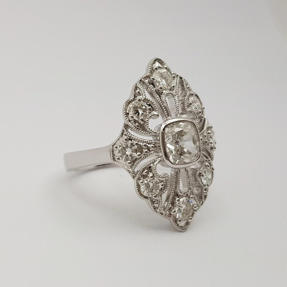 18ct White Gold Art Deco Style Diamond Cocktail Ring Size N 1.69ct TW In New Condition For Sale In FORTITUDE VALLEY, QLD