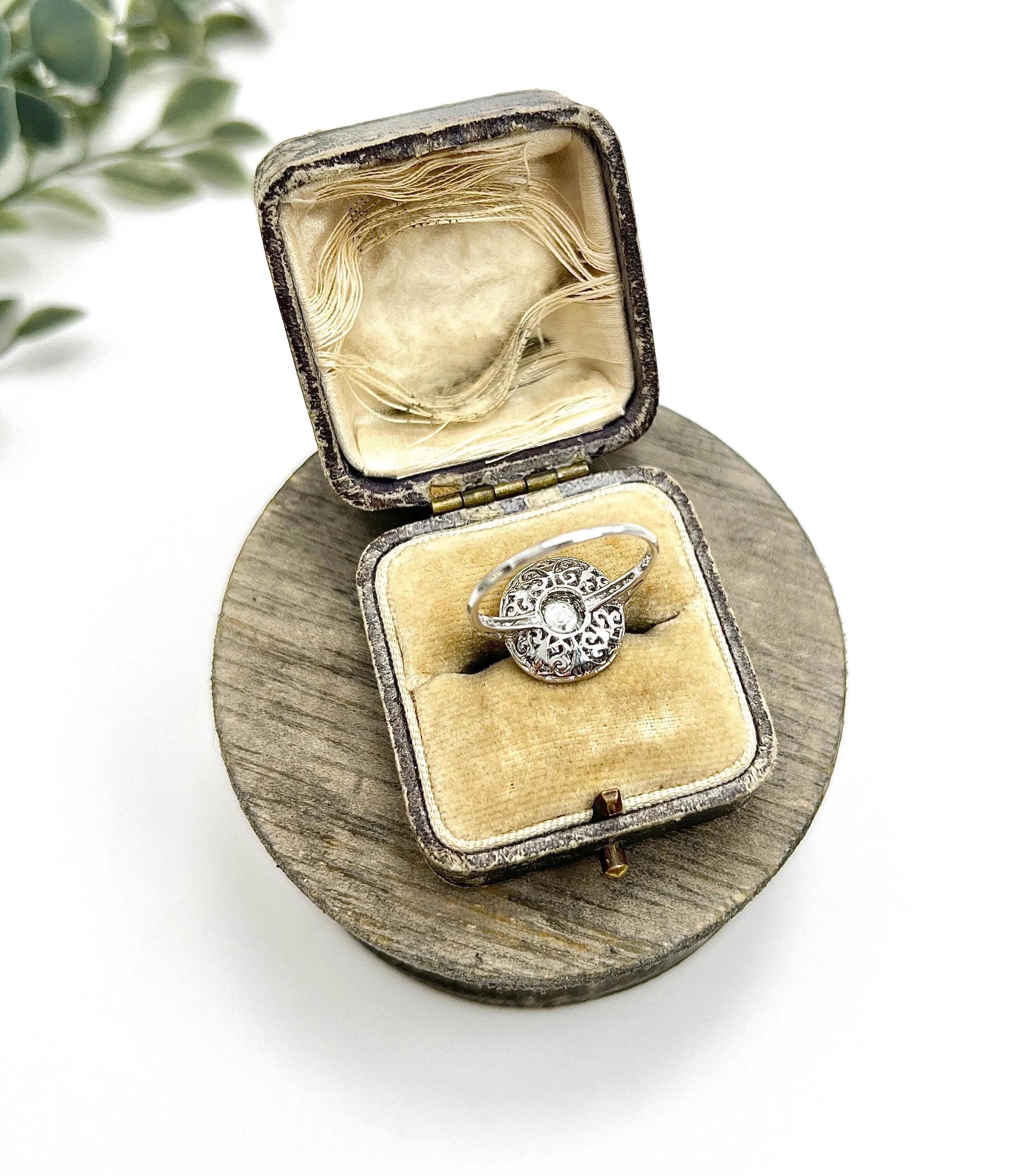 Women's or Men's 18ct White Gold, Art Deco Style Sapphire & Diamond Double Halo Ring For Sale