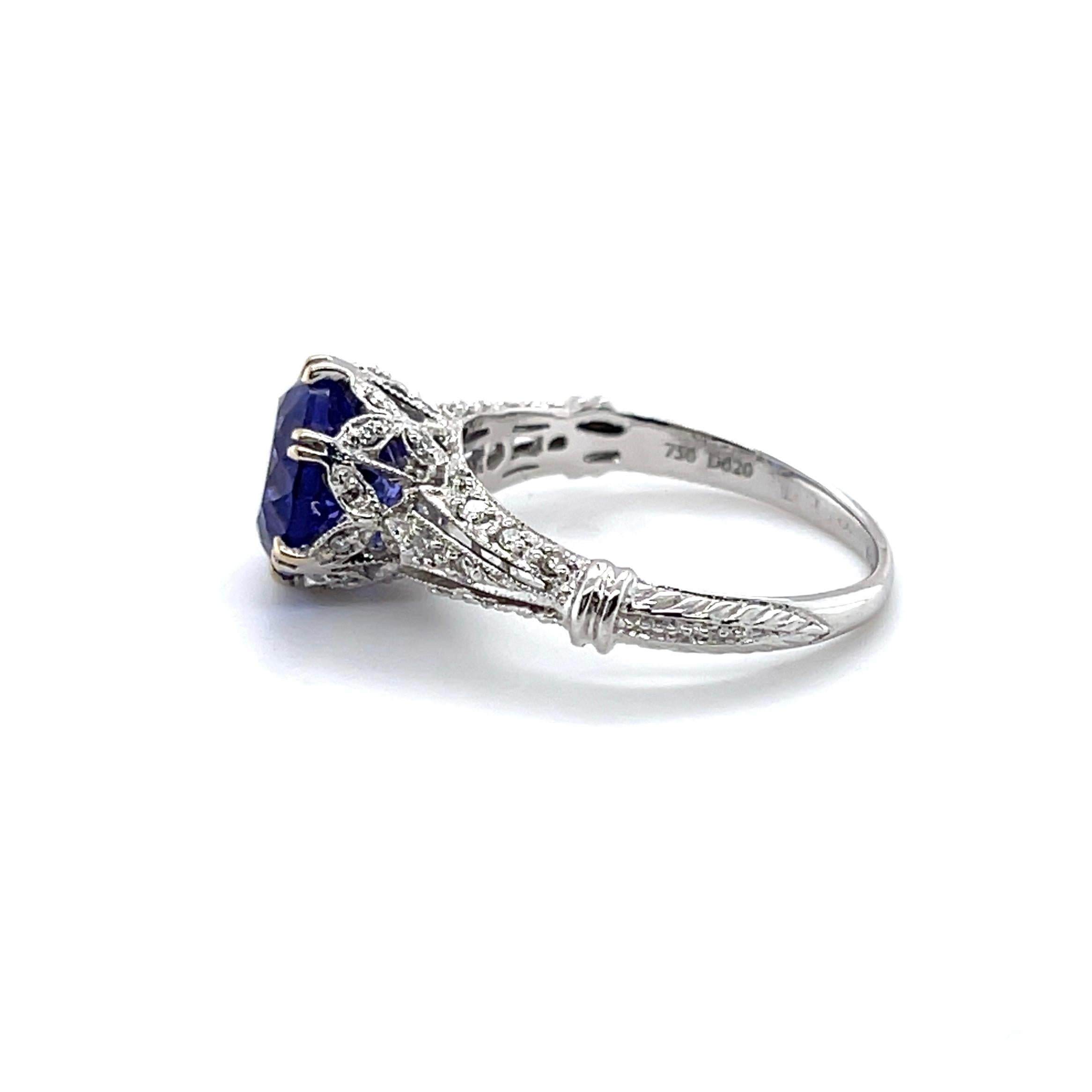 For Sale:  18ct White Gold Art Deco Style Tanzanite and Diamond Ring 3