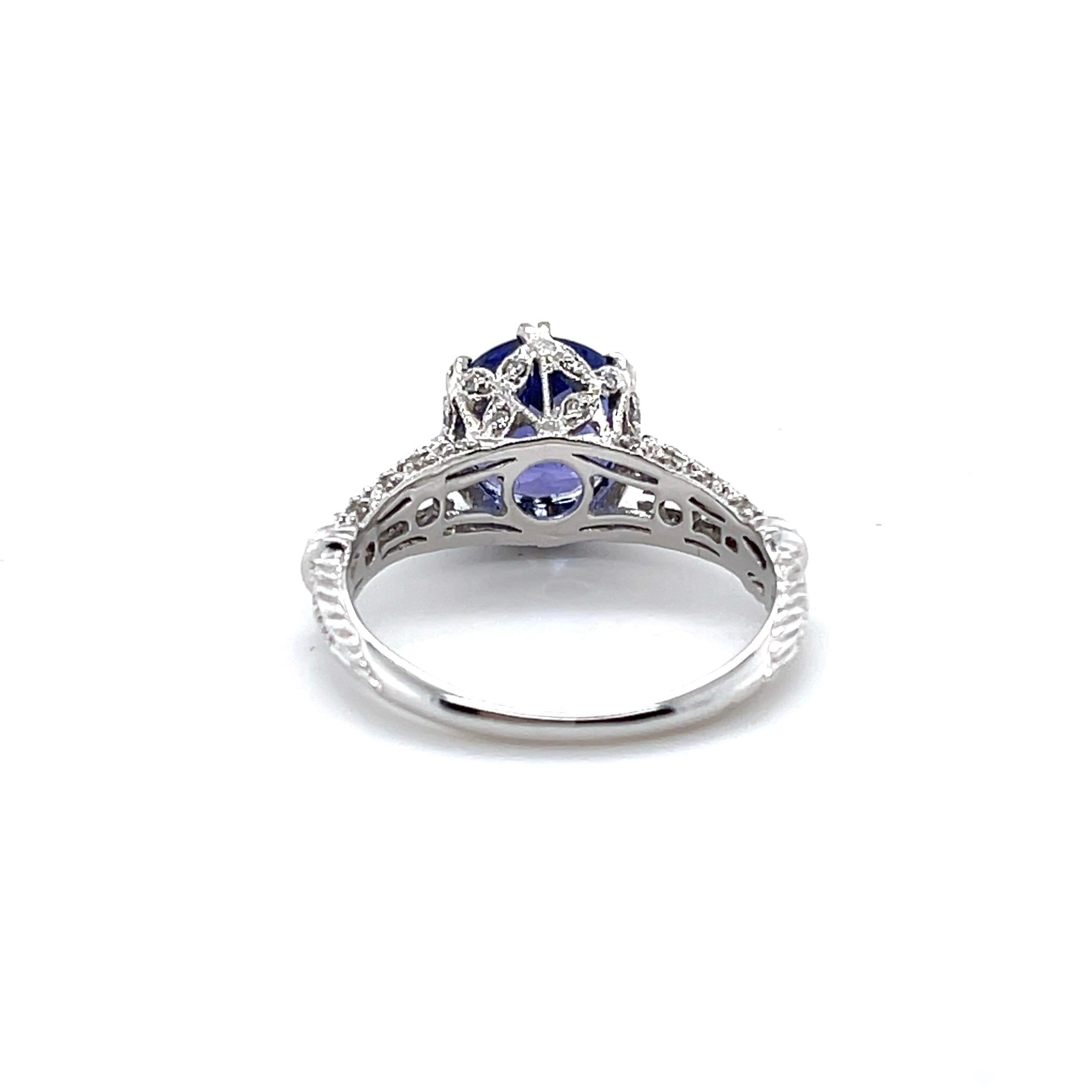 For Sale:  18ct White Gold Art Deco Style Tanzanite and Diamond Ring 4