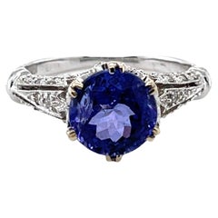 18ct White Gold Art Deco Style Tanzanite and Diamond Ring