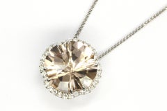 18ct White Gold Aston "Celestia" Morganite & Diamond Pendant 21/77