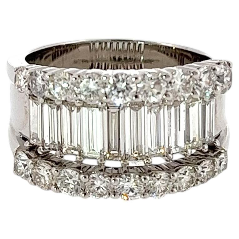 18ct White Gold Baguette and Brilliant Cut 3.12ct Diamond Ring