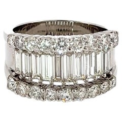 Bague en or blanc 18 carats diamant baguette et taille brillant de 3,12 carats