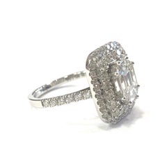 18 Carat White Gold Baguette Diamond Cluster Ring