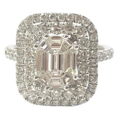 18 Carat White Gold Baguette Diamond Cluster Ring 18 Carat White Gold Baguette Diamond Cluster Ring