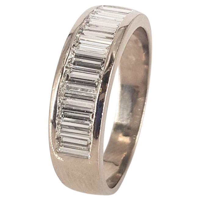 18ct White Gold Baguette Diamond Half Eternity Ring For Sale