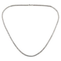 18CT White Gold Beaded + Diamond Tennis Necklace