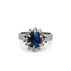 18ct White Gold Black Opal and Diamond Cluster Ring 0.62ct 5.28g