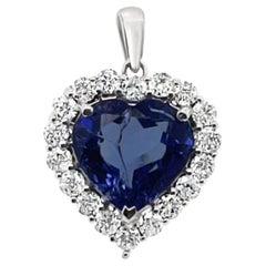 18ct White Gold Blue Sapphire and Diamond Pendant