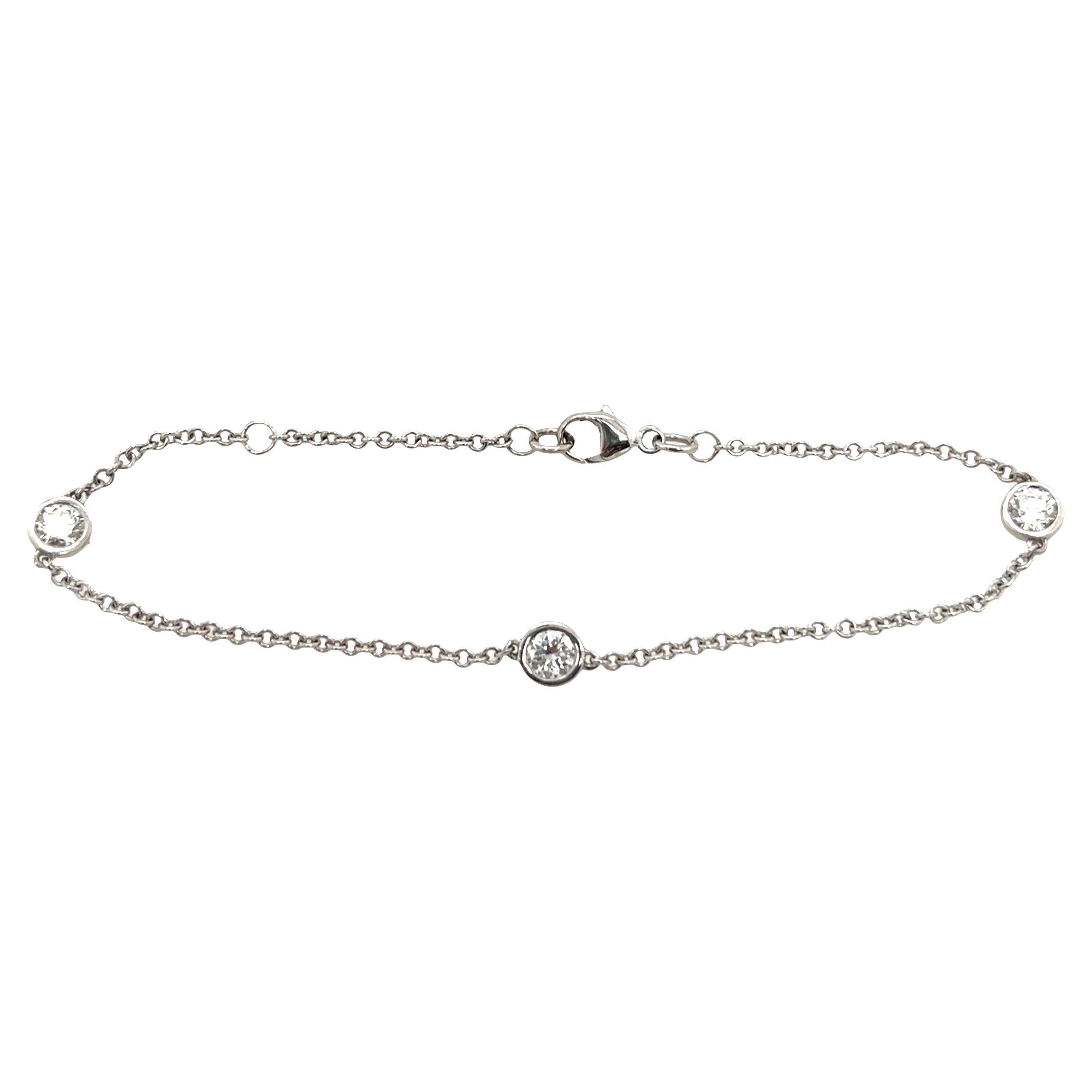 Pulsera de oro blanco de 18 ct engastada con 3 diamantes brillantes redondos