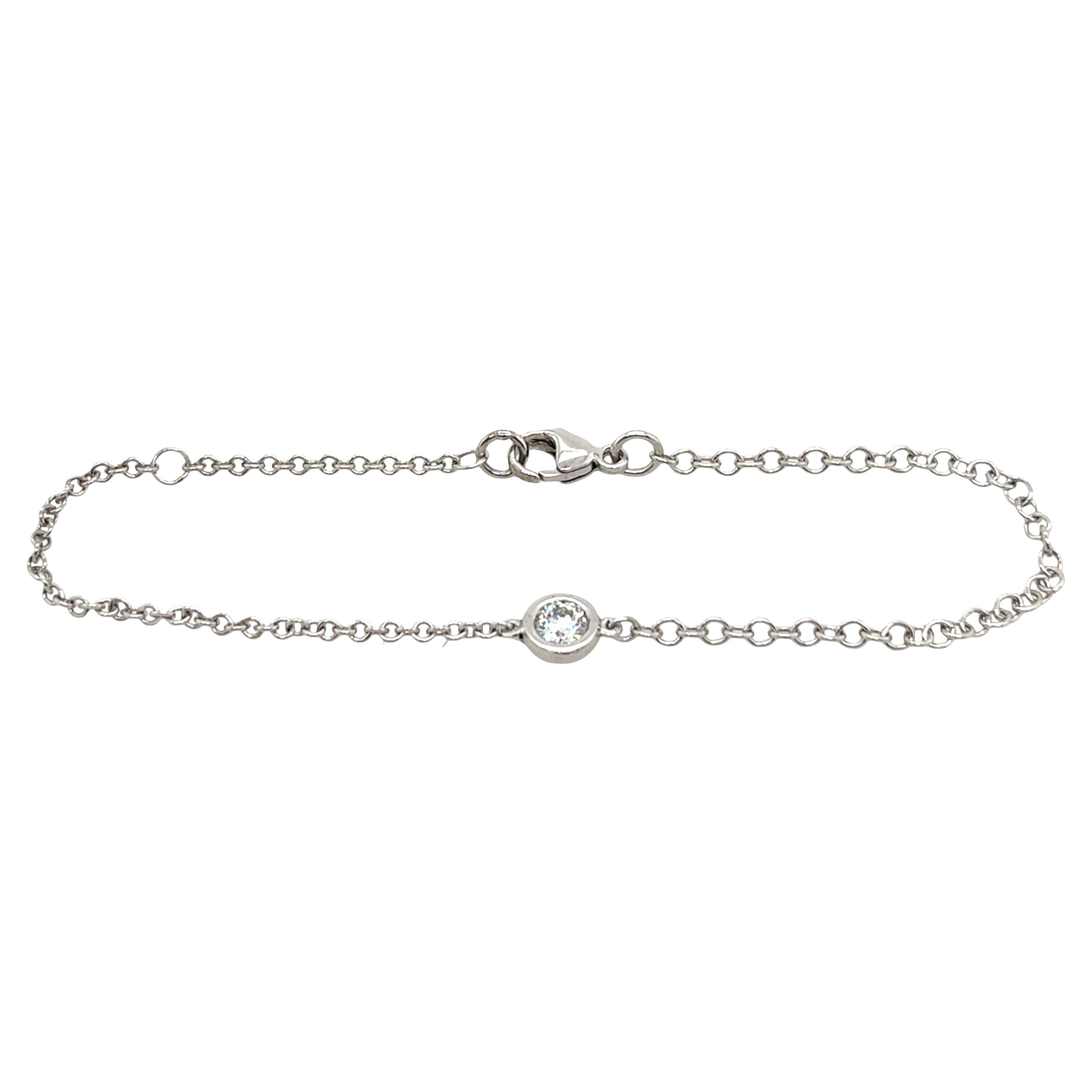 Pulsera de oro blanco de 18 ct engastada con diamante brillante redondo