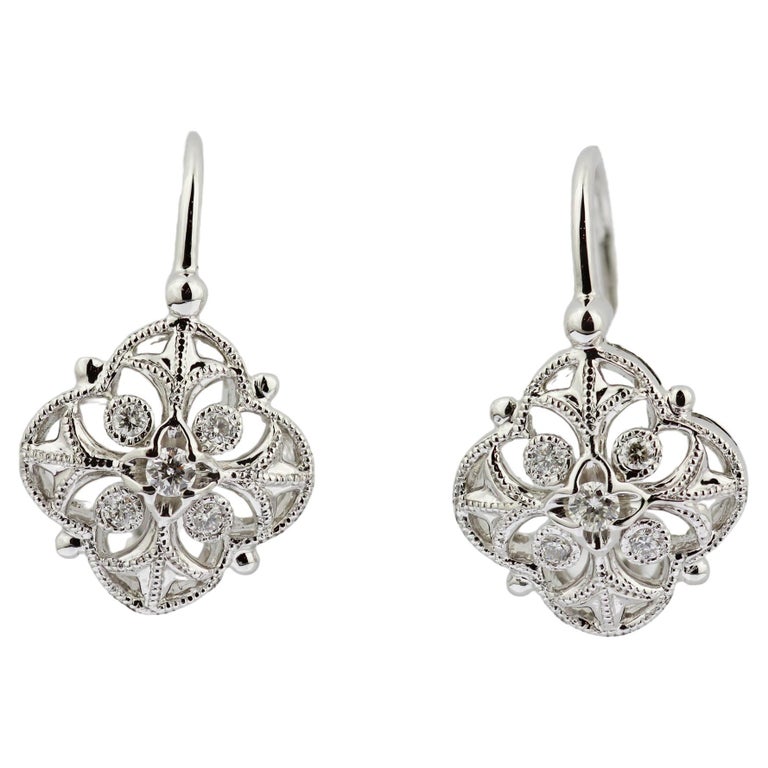 Bead Landing Lever Back Earrings with Drop - 18 ct