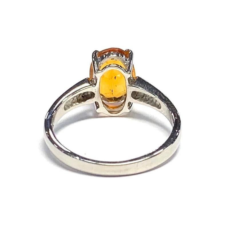 Contemporary 18 Carat White Gold Citrine and Diamond Ring For Sale