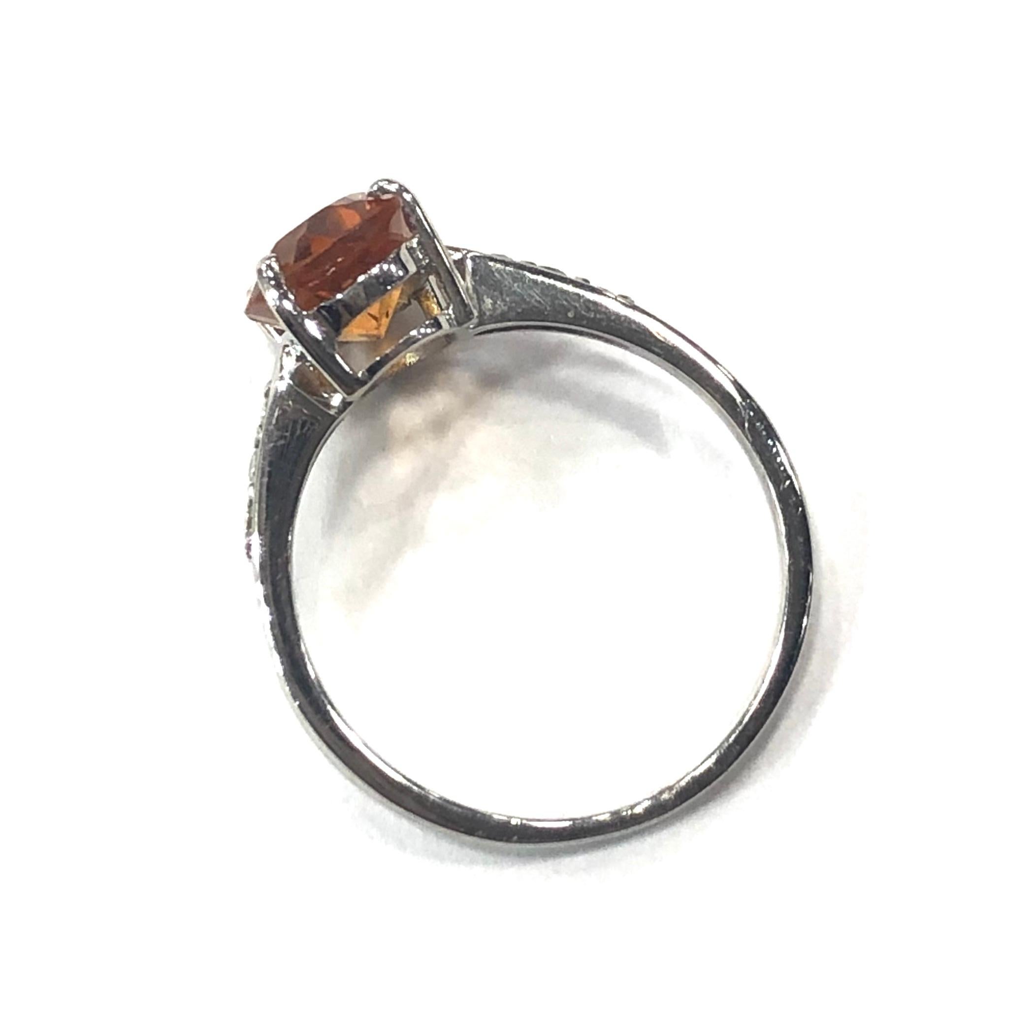 Oval Cut 18 Carat White Gold Citrine and Diamond Ring For Sale