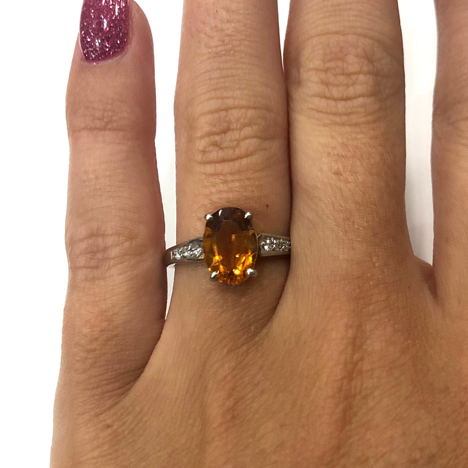 18 Carat White Gold Citrine and Diamond Ring In New Condition For Sale In Oxted, Surrey